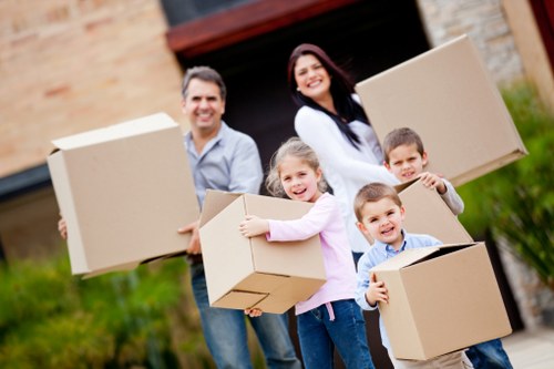Packed boxes and household items ready for self storage in Redbridge