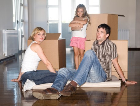 Packing materials and labeled boxes used by Redbridge movers